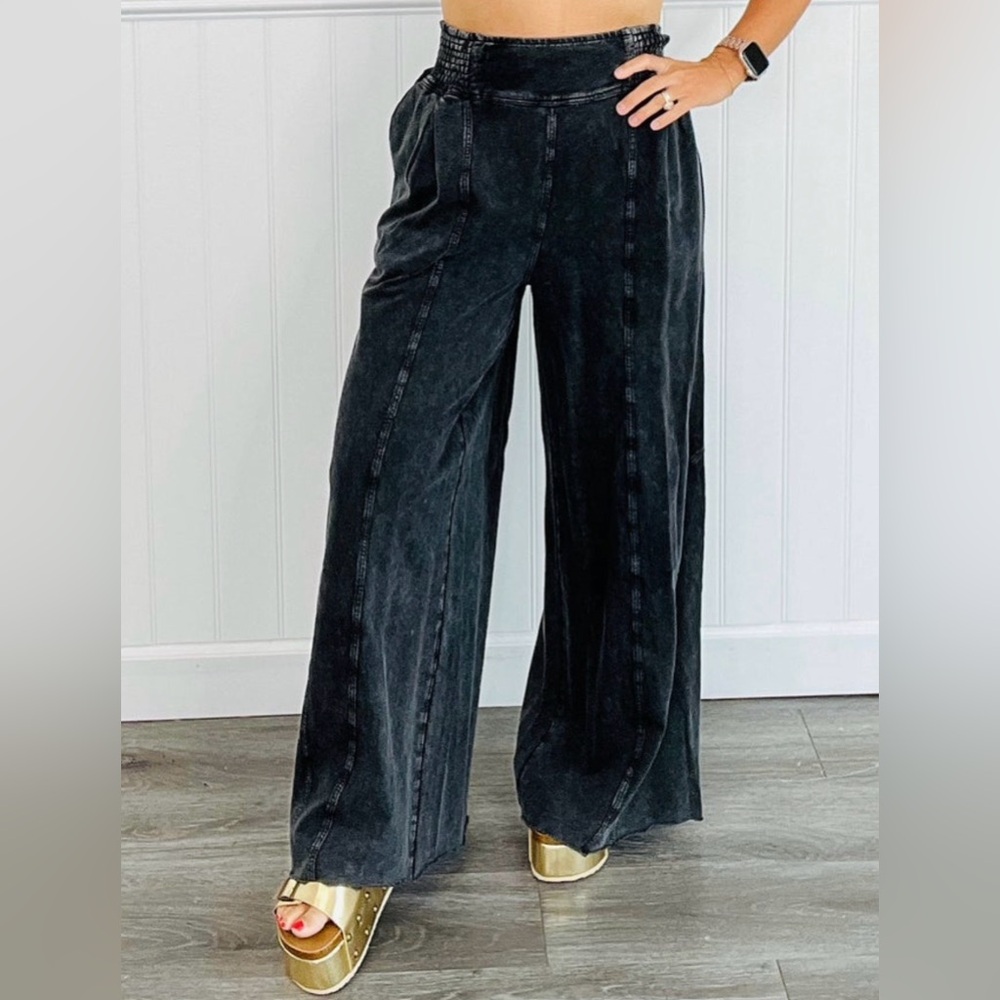 Easel Black Wide-Leg Pants